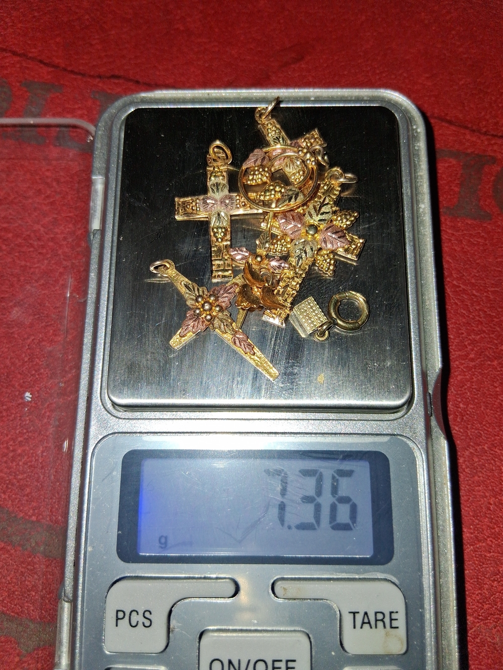 Real All 10 K Gold Floral Cross Charm Pendant Lot None Plated All Real Gold